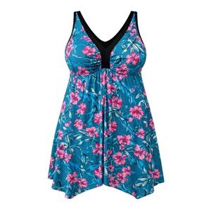 Catherine's Plus Size Tropical Breeze Swimsuit Swim Dress Size 26W Vacationcore